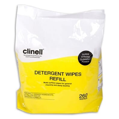 Clinell Detergent Disposable Wipes - Bucket of 260 Refill