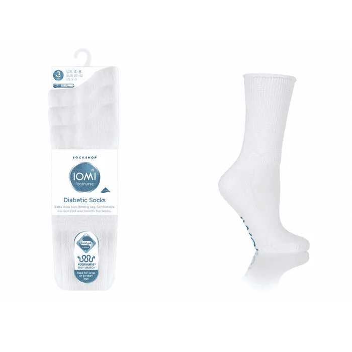 View 3Pk Iomi C Foot Diabetic Socks Size 48 White information