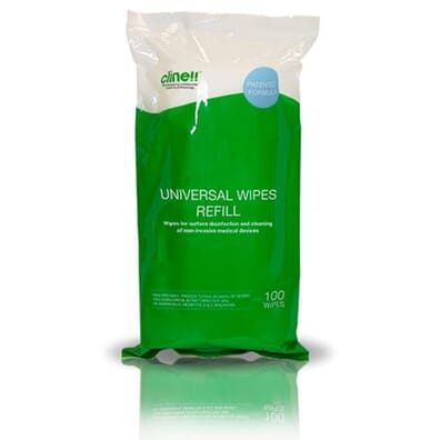 Clinell Antibacterial Cleaning Wipes - Tub of 100 Wipes Refill