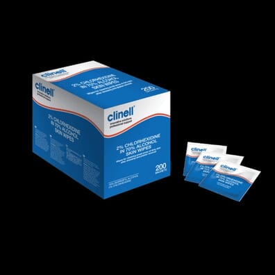 Clinell Chlorhexidine Alcoholic Skin Wipes - Pack of 200