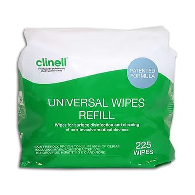 Clinell Antibacterial Cleaning Wipes- refill of 225 - for Bucket
