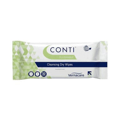 Conti Flushable Dry Cleansing Wipes Pk50