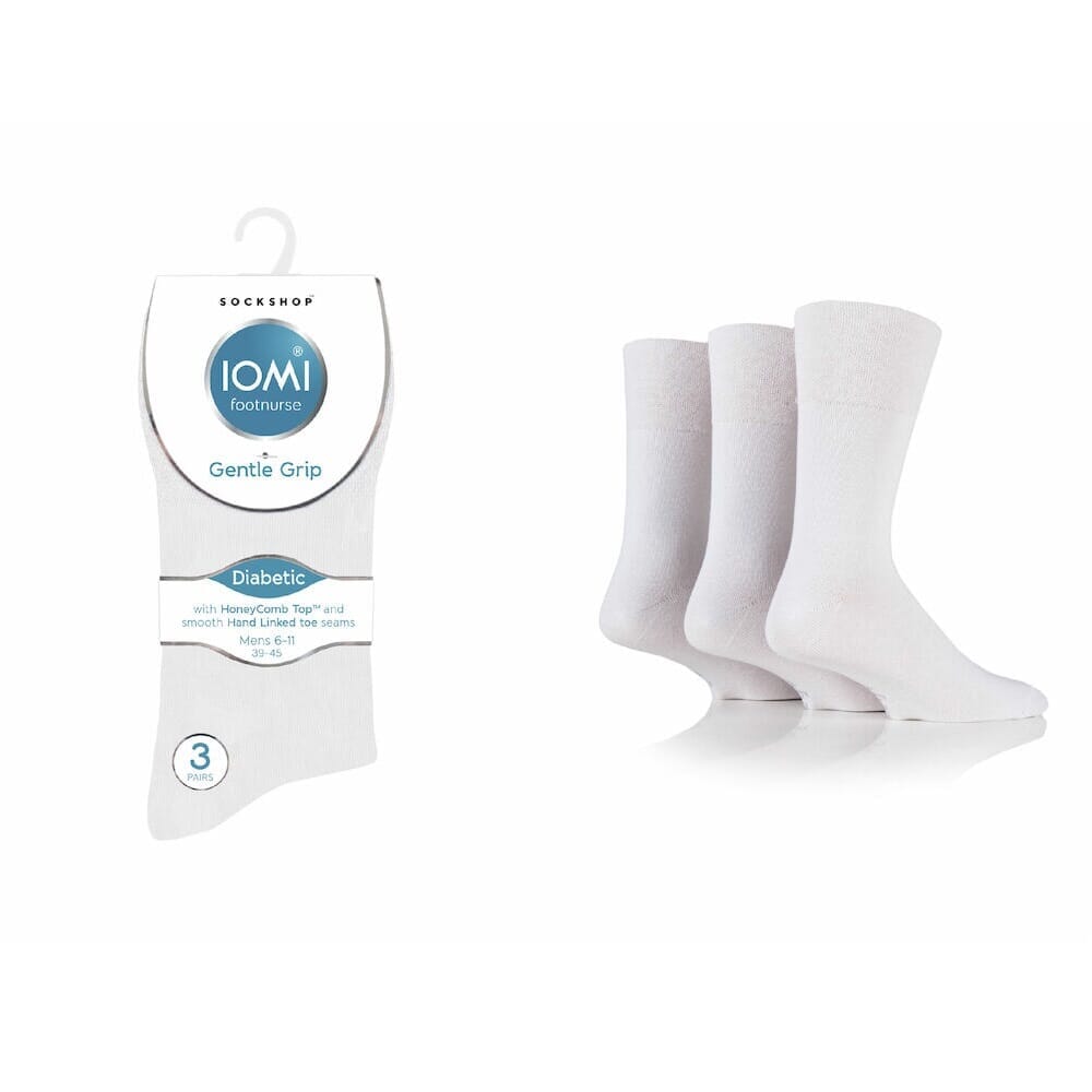 6 Pairs of Mens Plain White Gentle Grip Socks UK Size 6-11