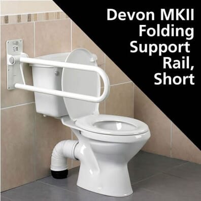 Folding Devon Luxury Toilet Support Rail - Short