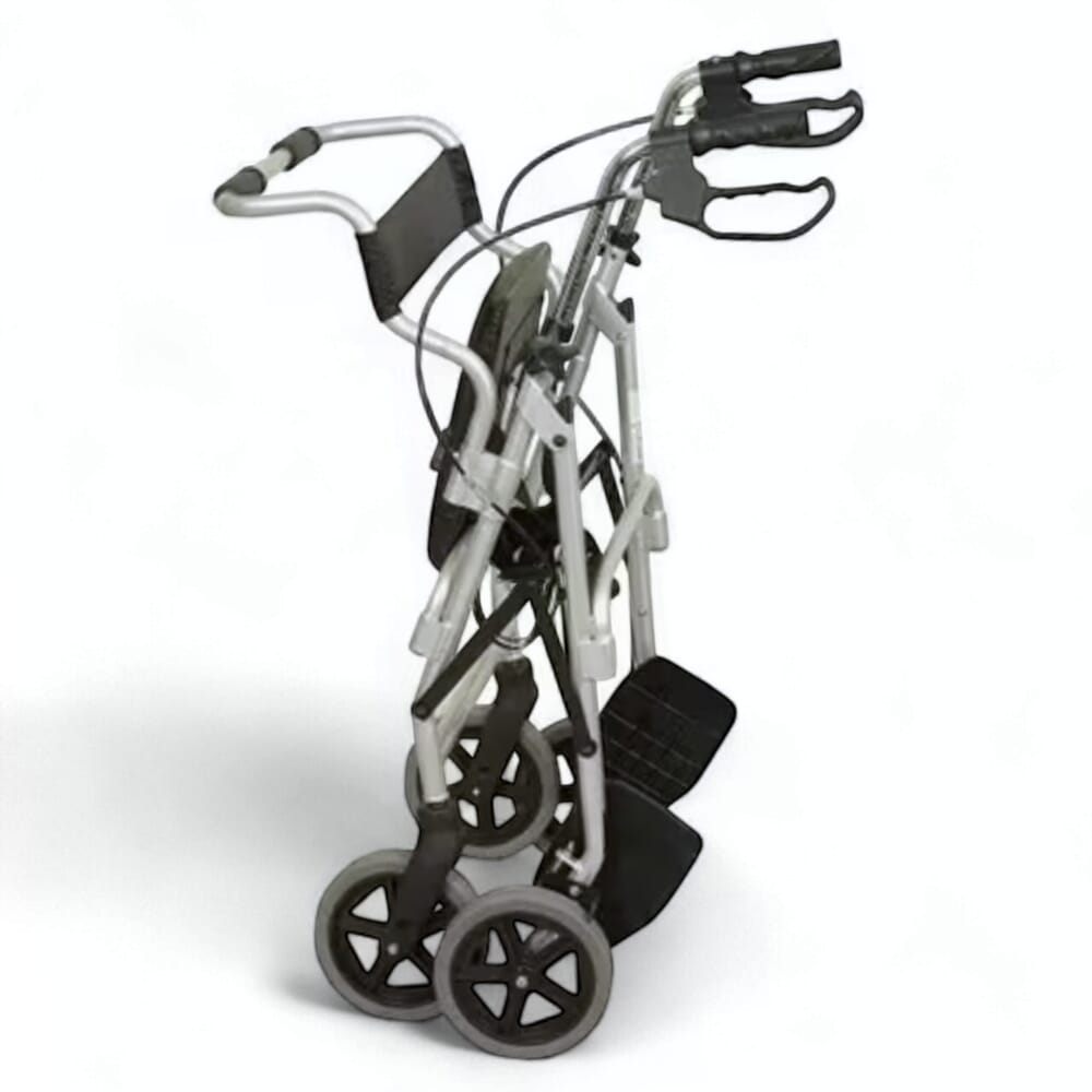 2 in 1 rollator and transit chair when folded