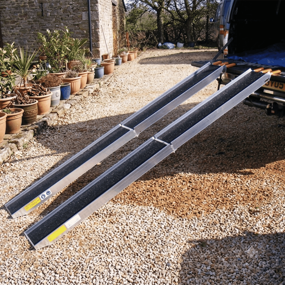 6ft folding channel ramps 1 82m in use