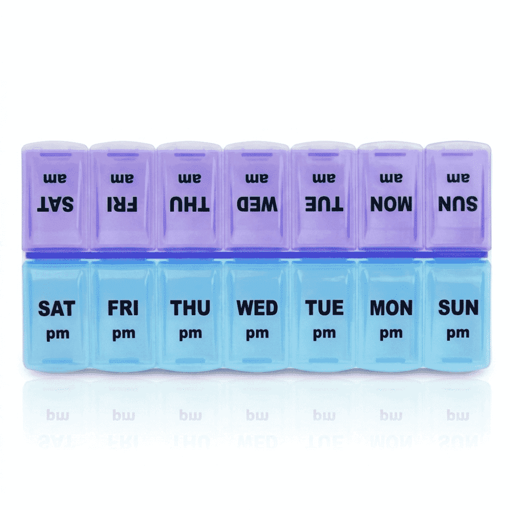 7 day am pm pill dispenser top down
