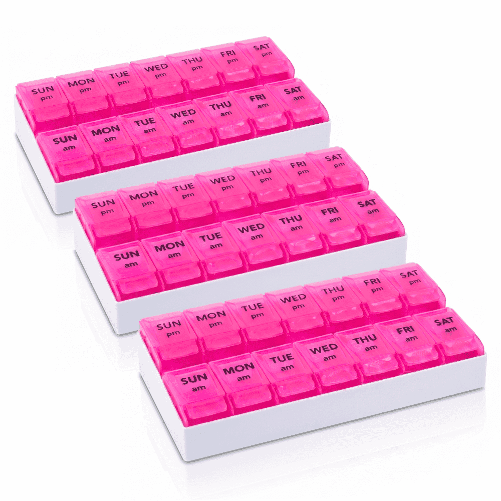 7 day am pm push to open pill box pack of 3