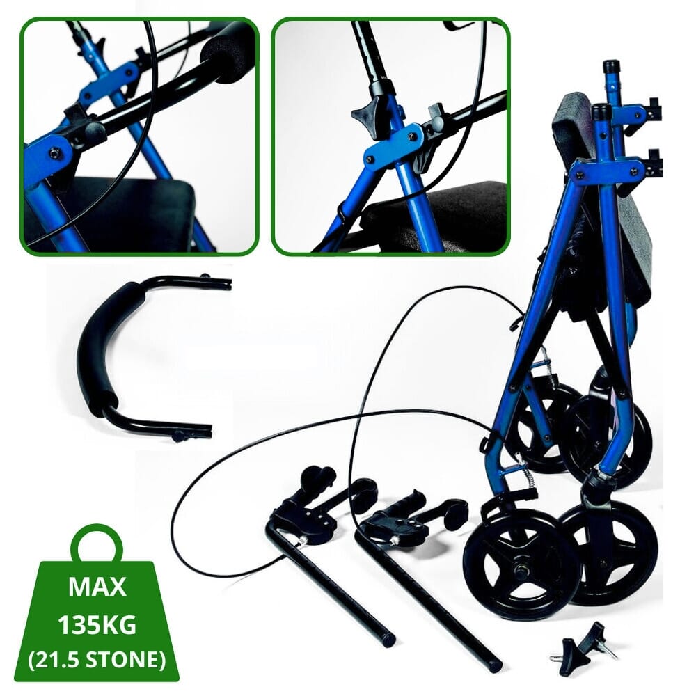 a series 4 wheel rollator blue folding