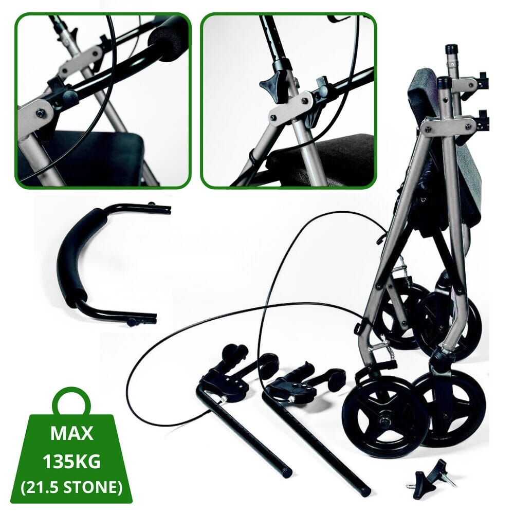 a series 4 wheel rollator silver folding