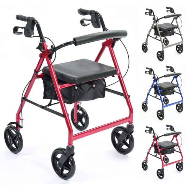 Runner 4 Wheels Lightweight Aluminum Rollator Walker 16lb (White