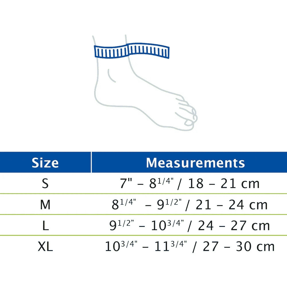 actimove ankle support size chart