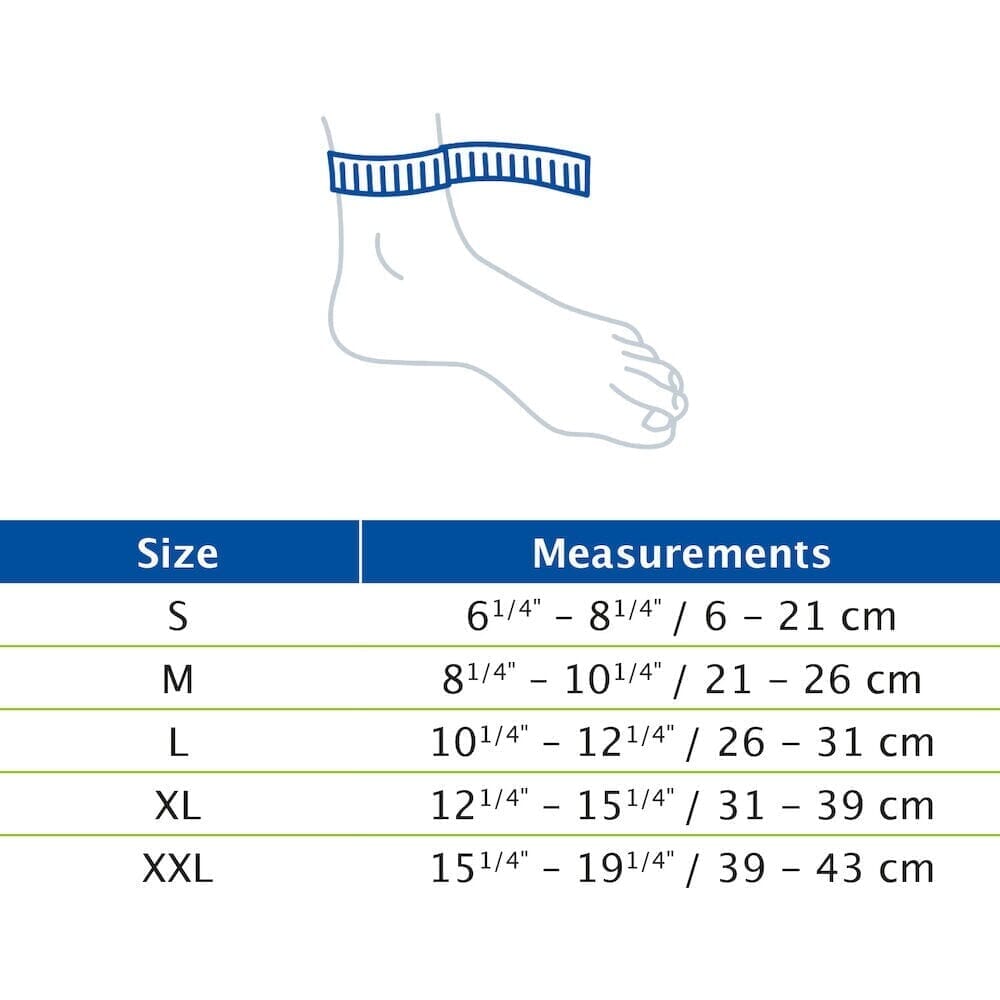 actimove arthritis ankle support size chart