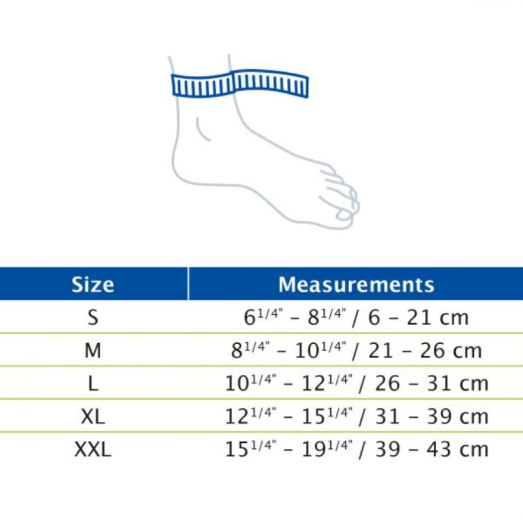 actimove arthritis care ankle support size guide