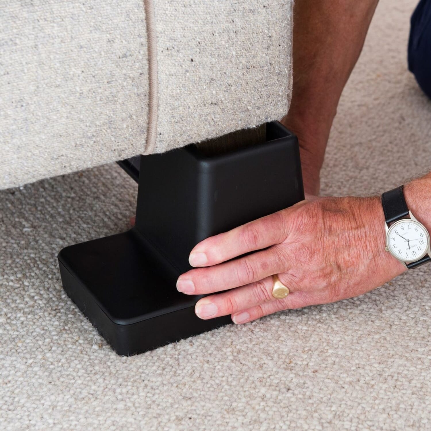 adjustable bed raisers in use