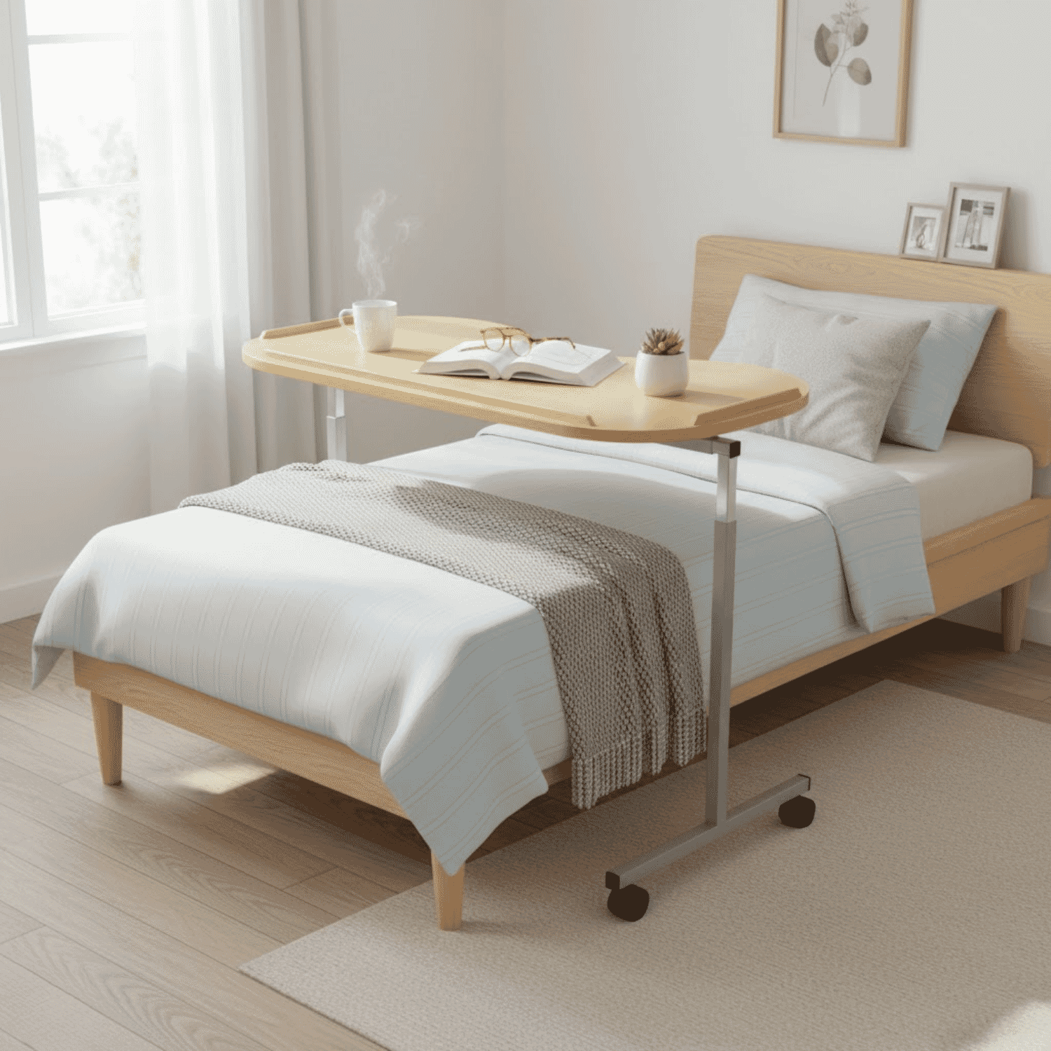 adjustable curved over bed chair table over bed