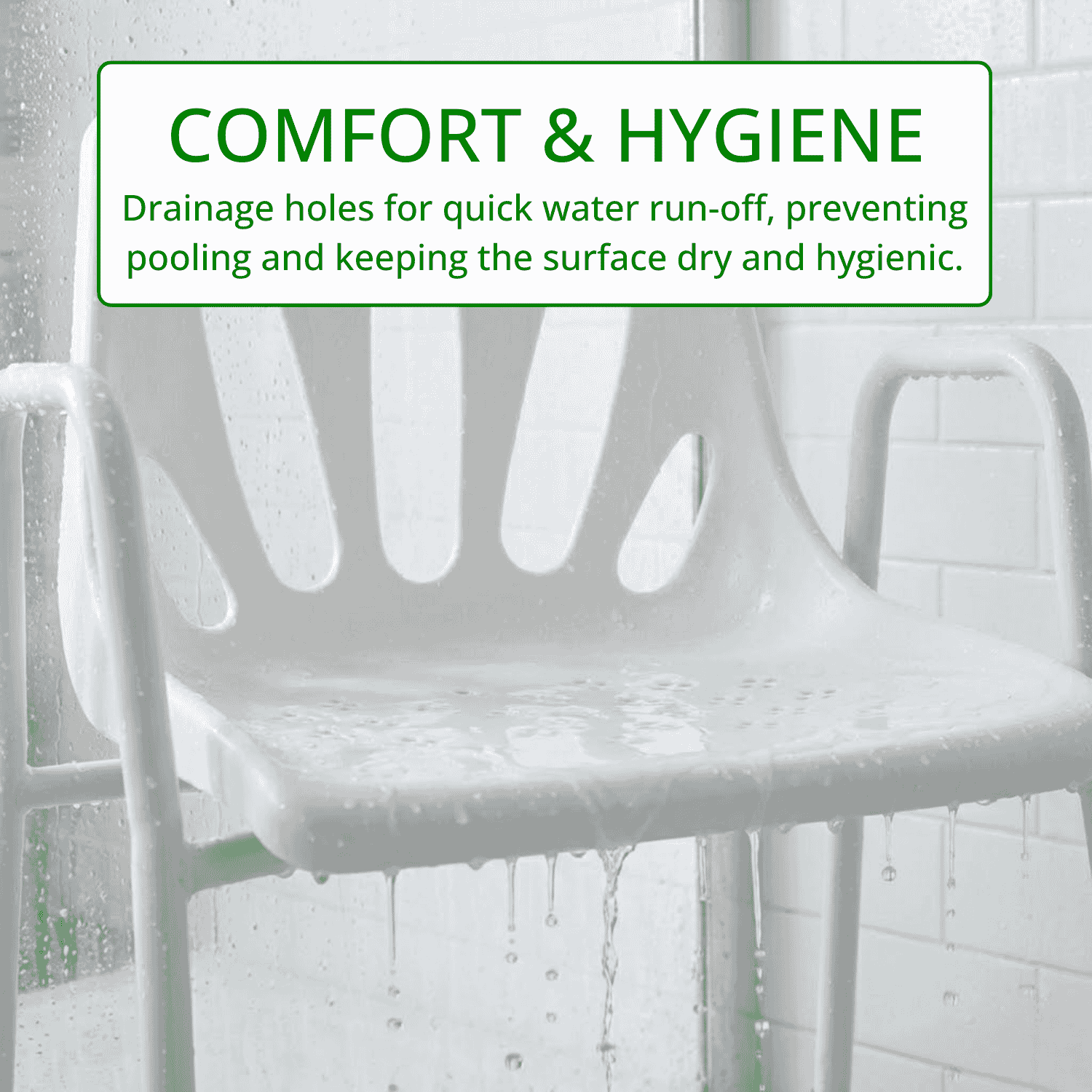 adjustable economy shower chair drainage holes