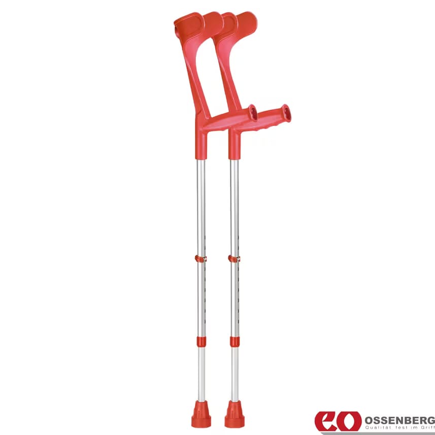 View Adjustable Ergonomic Coloured Crutches Red information