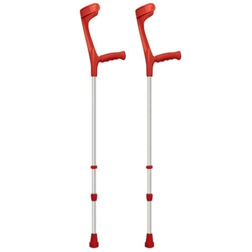 View Adjustable Ergonomic Coloured Crutches Red information