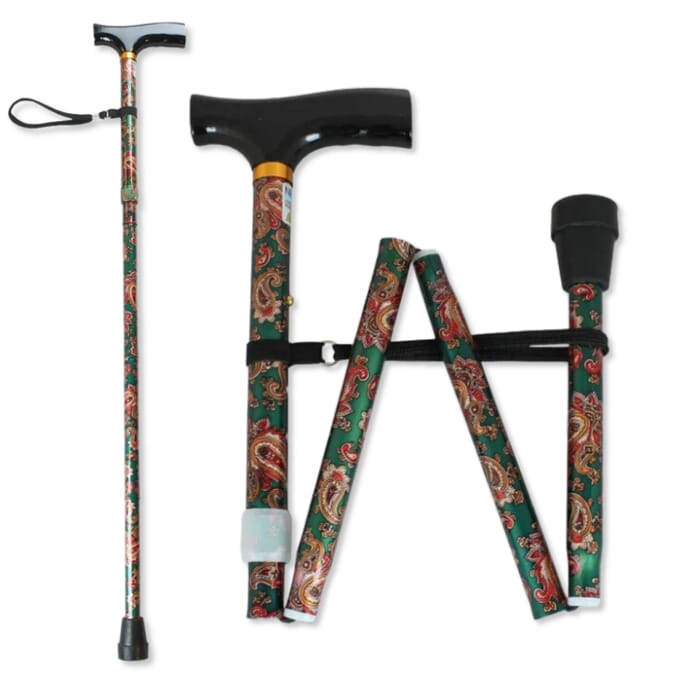 adjustable folding walking stick paisley