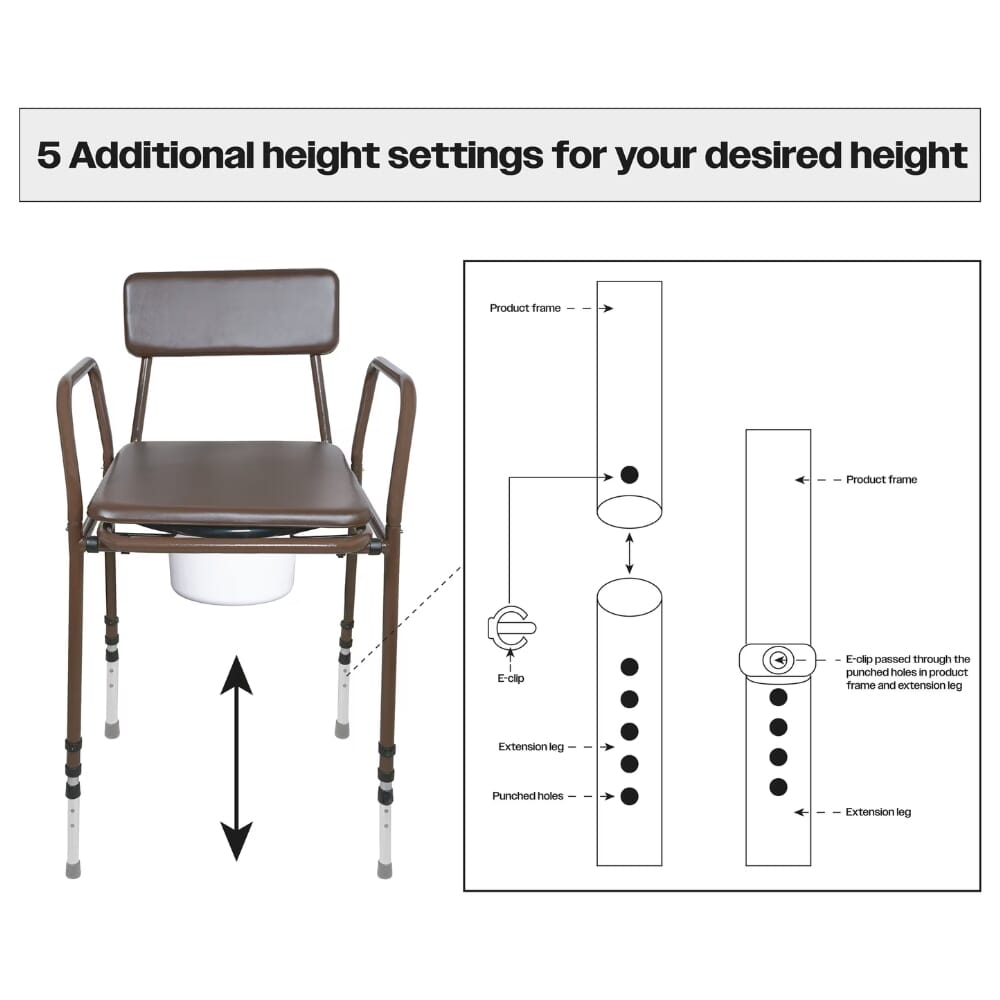 adjustable height bedside commode adjust