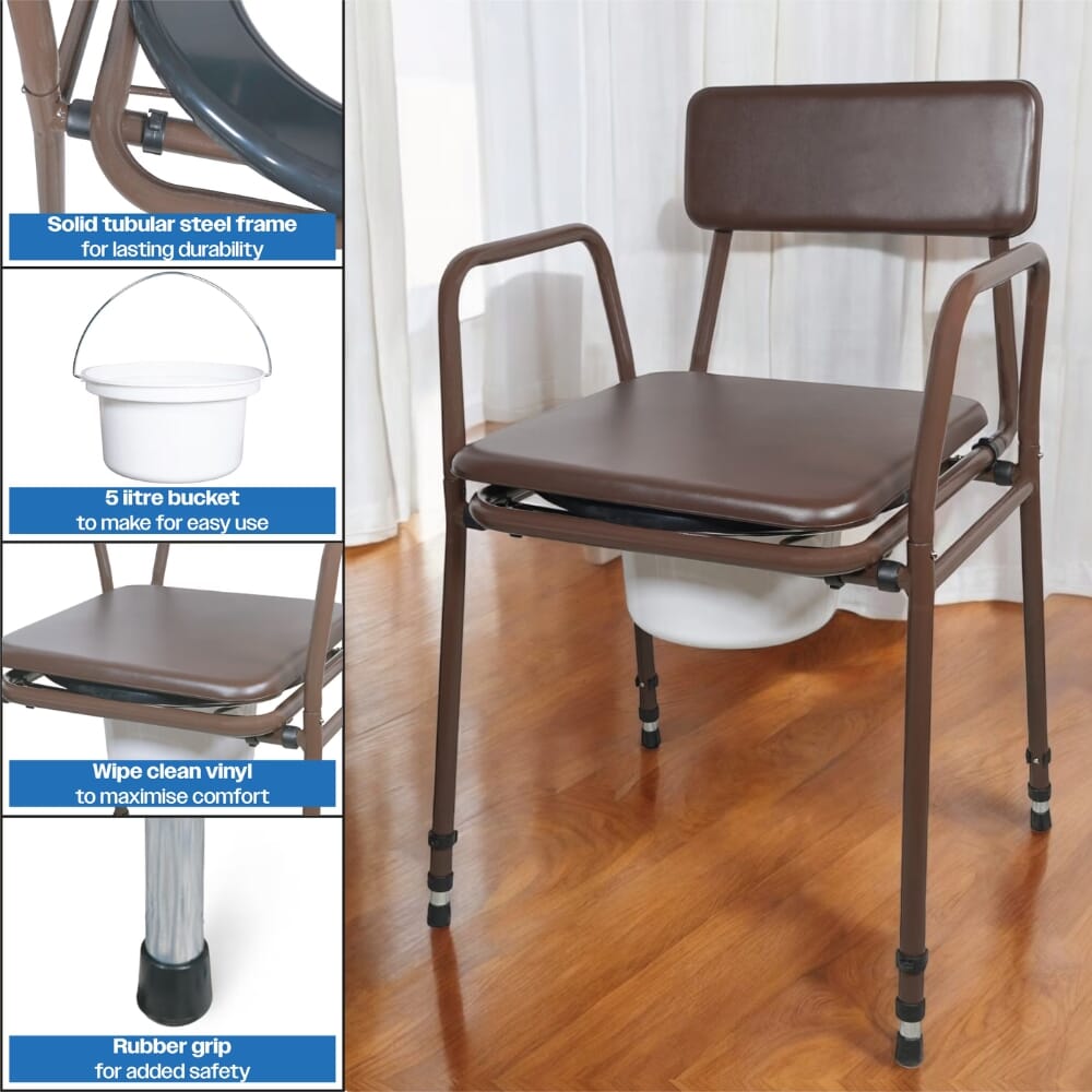 adjustable height bedside commode features