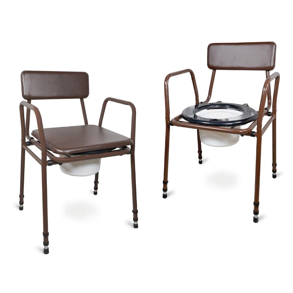 adjustable height bedside commode seat off