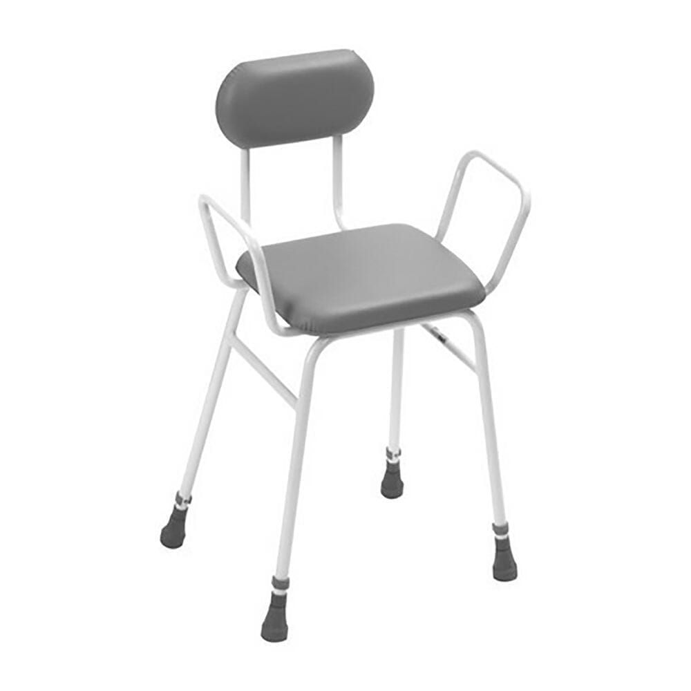 View Adjustable Height Perching StoolChair Adjustable Height Perching Stool with Arms Padded Back information