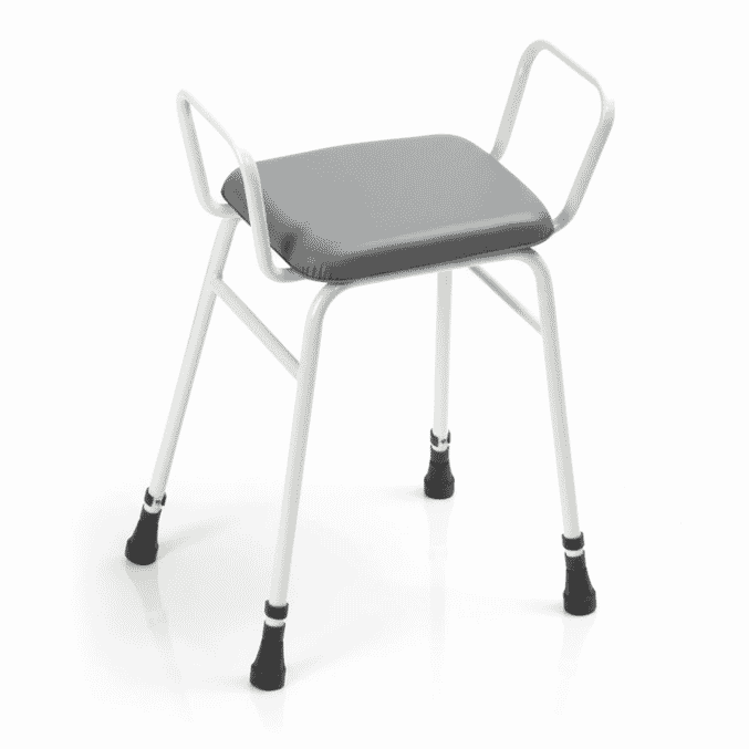 adjustable height perching stool with arms