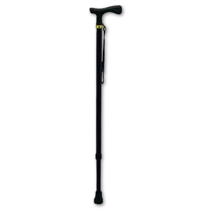 adjustable locking aluminium black cane with gold band 