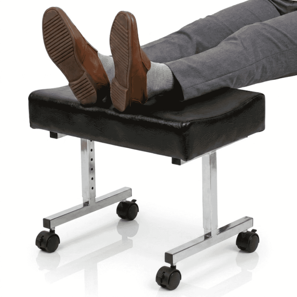 adjustable padded castor footstool in use
