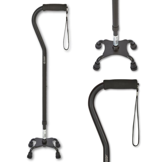 adjustable quad walking sticks black