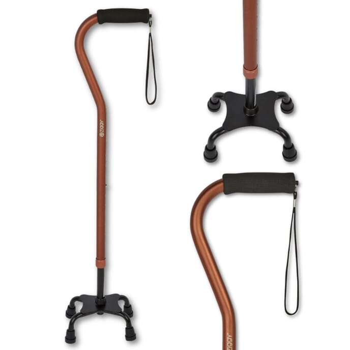 adjustable quad walking sticks bronze