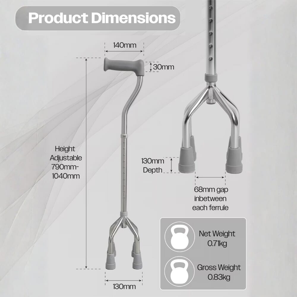 adjustable small base walking stick dimensions