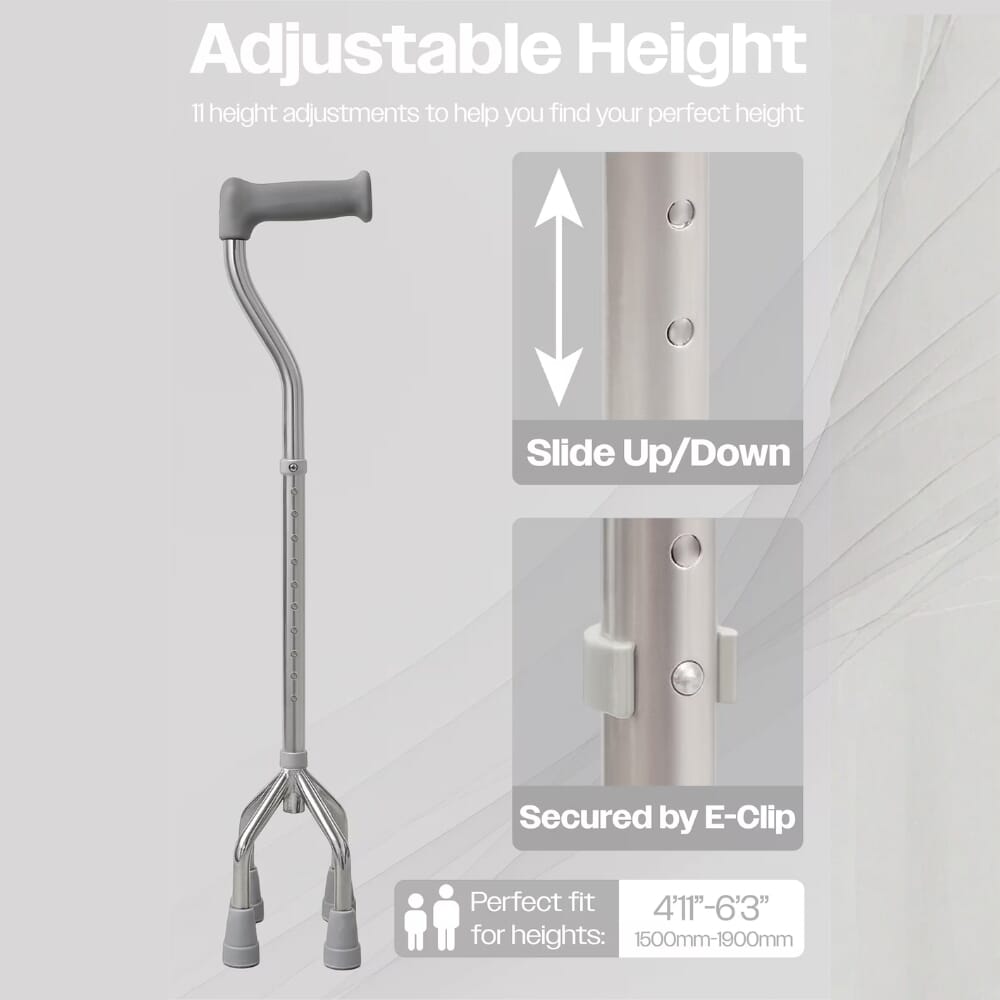 adjustable small base walking stick quadruped adjustable