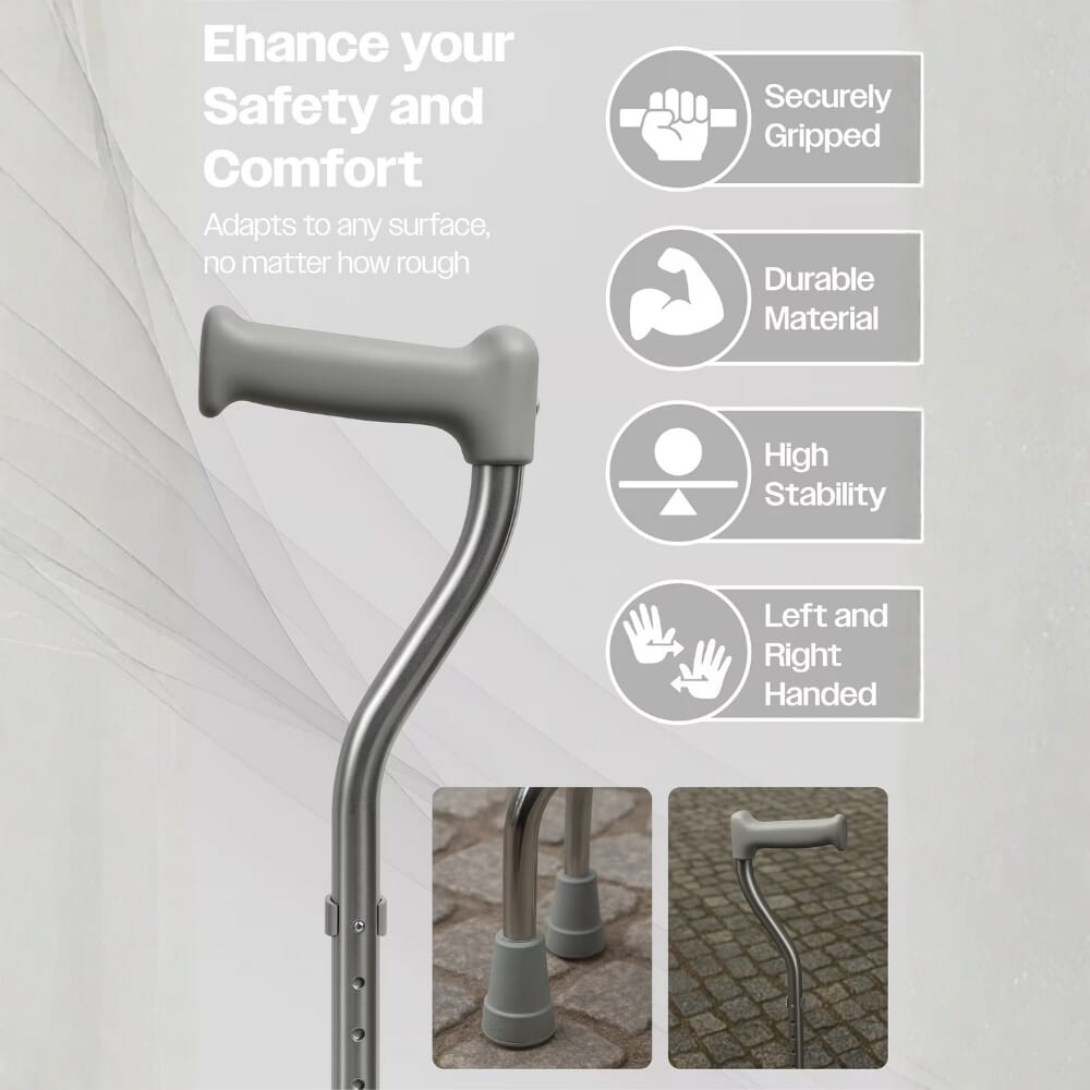 adjustable small base walking stick quadruped comfort