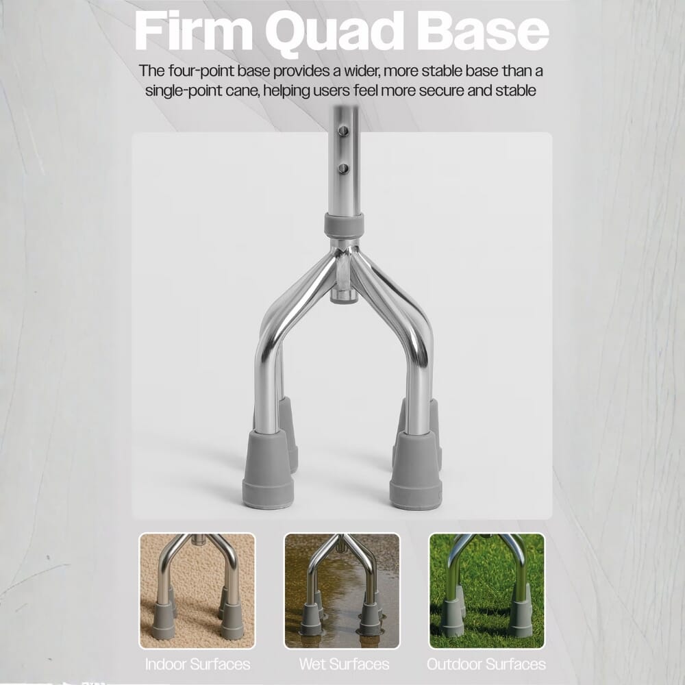 adjustable small base walking stick quadruped soft ground