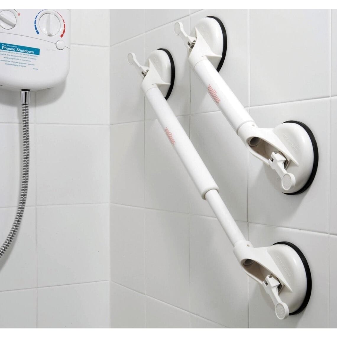 adjustable suction cup grab bar in situ