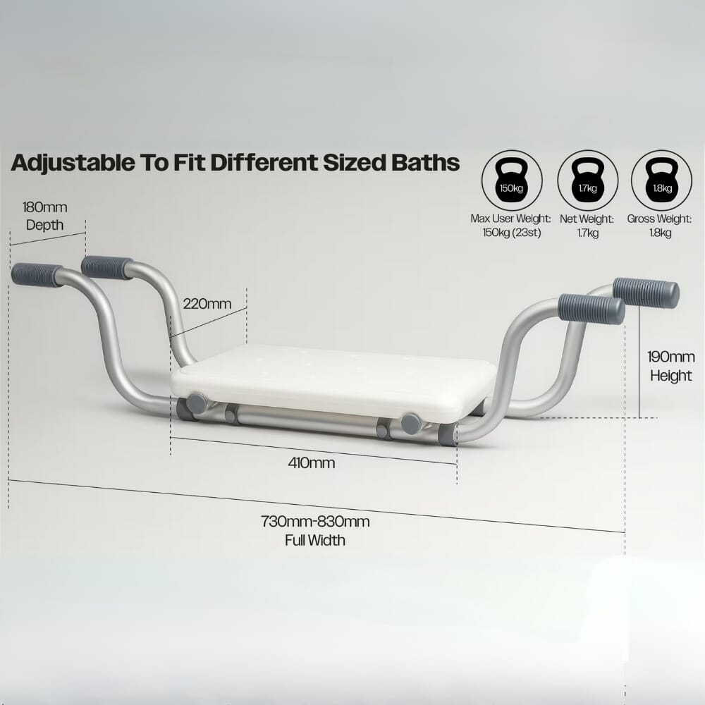 adjustable suspended bath seat dimensions