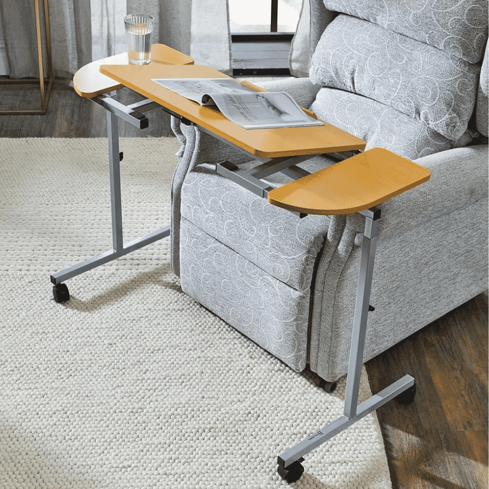 adjustable tilting over chair table close up
