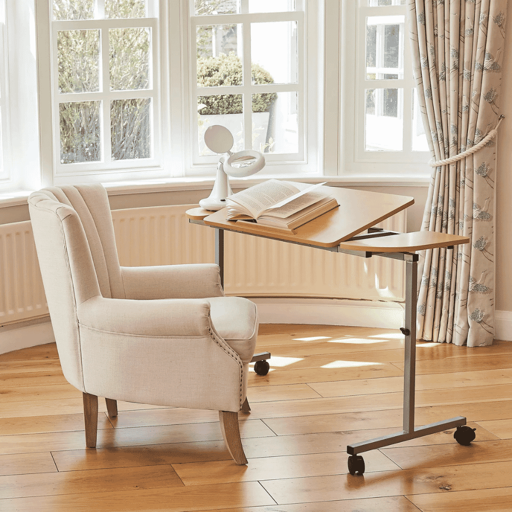 adjustable tilting over chair table lifestyle