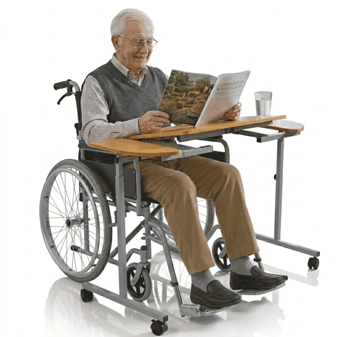 adjustable tilting wheelchair table