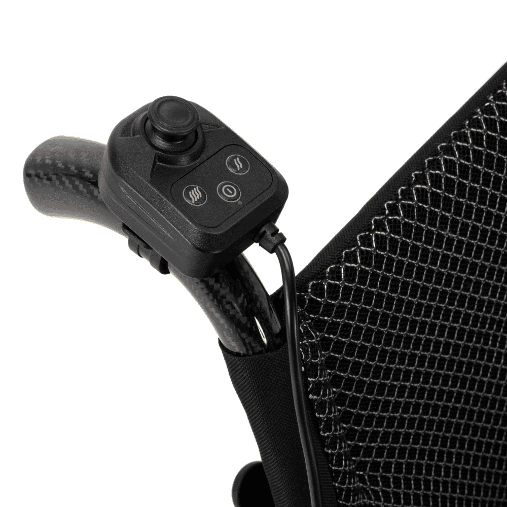 aerocarbon folding electric wheelchair attendant controls