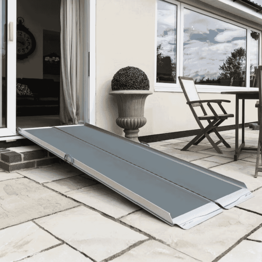 aerolight xtra portable folding wheelchair ramp in use