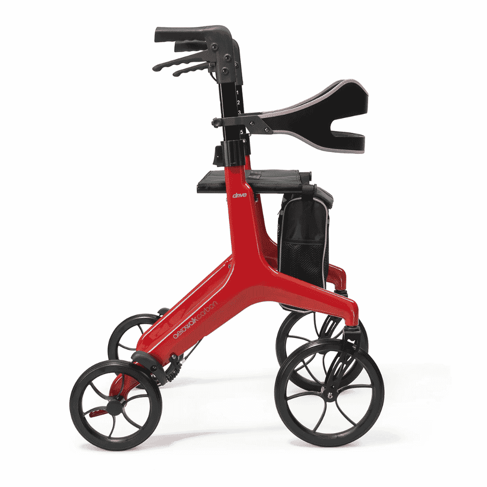 aerowalk carbon fibre rollator red side