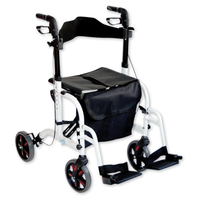 aidapt duo deluxe rollator and transit chair white