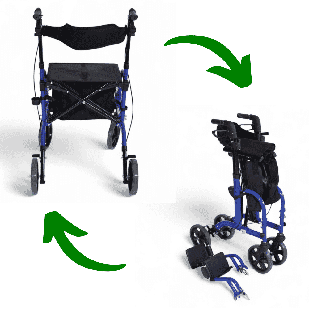 aidapt duo rollator and transit chair blue folding