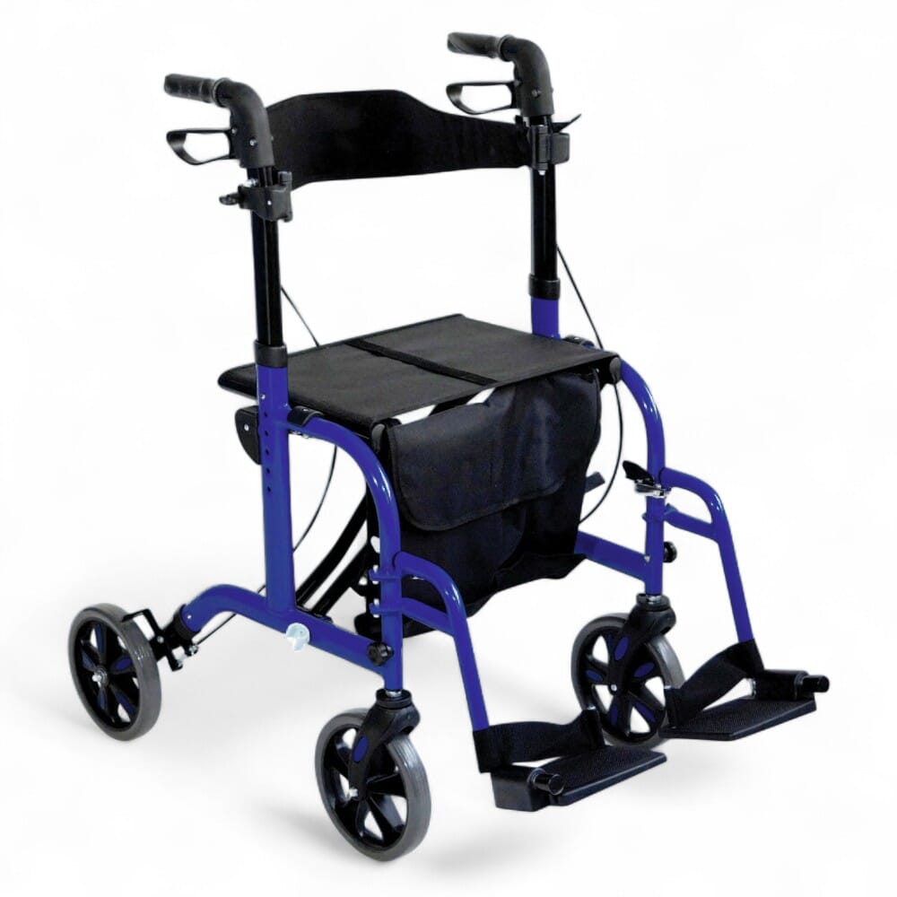 aidapt duo rollator and transit chair blue