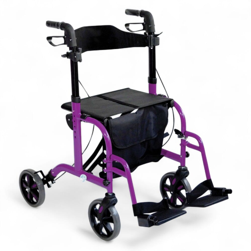 aidapt duo rollator and transit chair purple