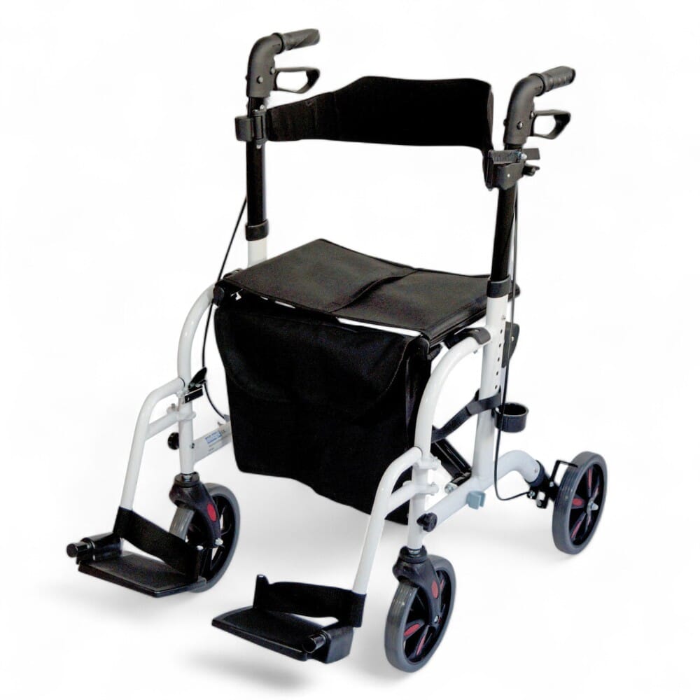 aidapt duo rollator and transit chair white side